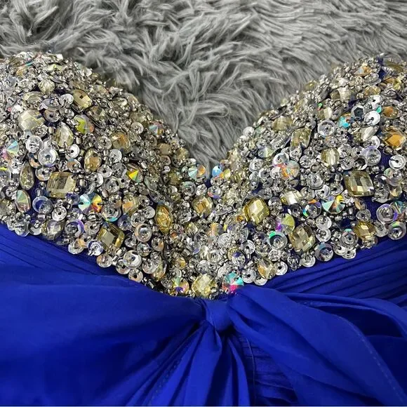 Sherri Hill Blue Mini Homecoming / Formal Dress Size 6 - Picture 3 of 10